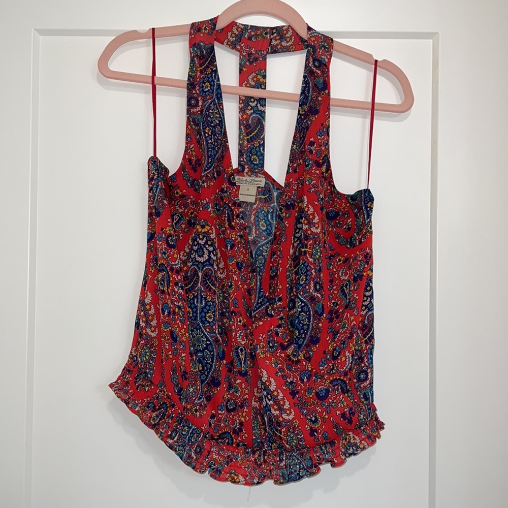 Beautiful lucky brand blouse with a deep v neck
